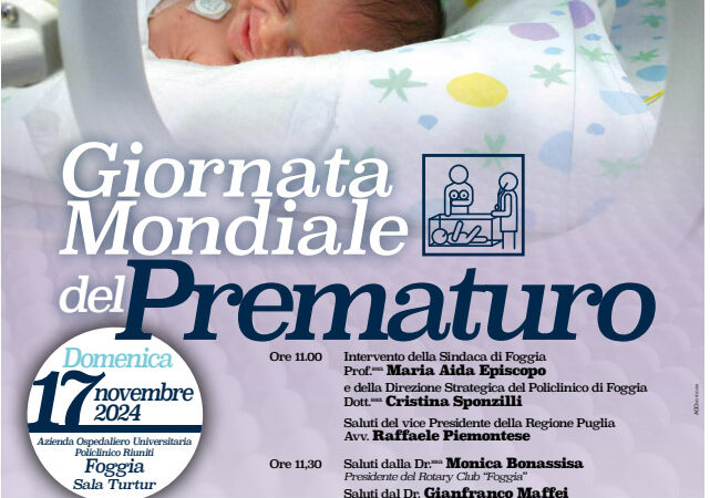 17 novembre 2024: Giornata Mondiale della Prematurità, adesione del Policlinico Riuniti di Foggia